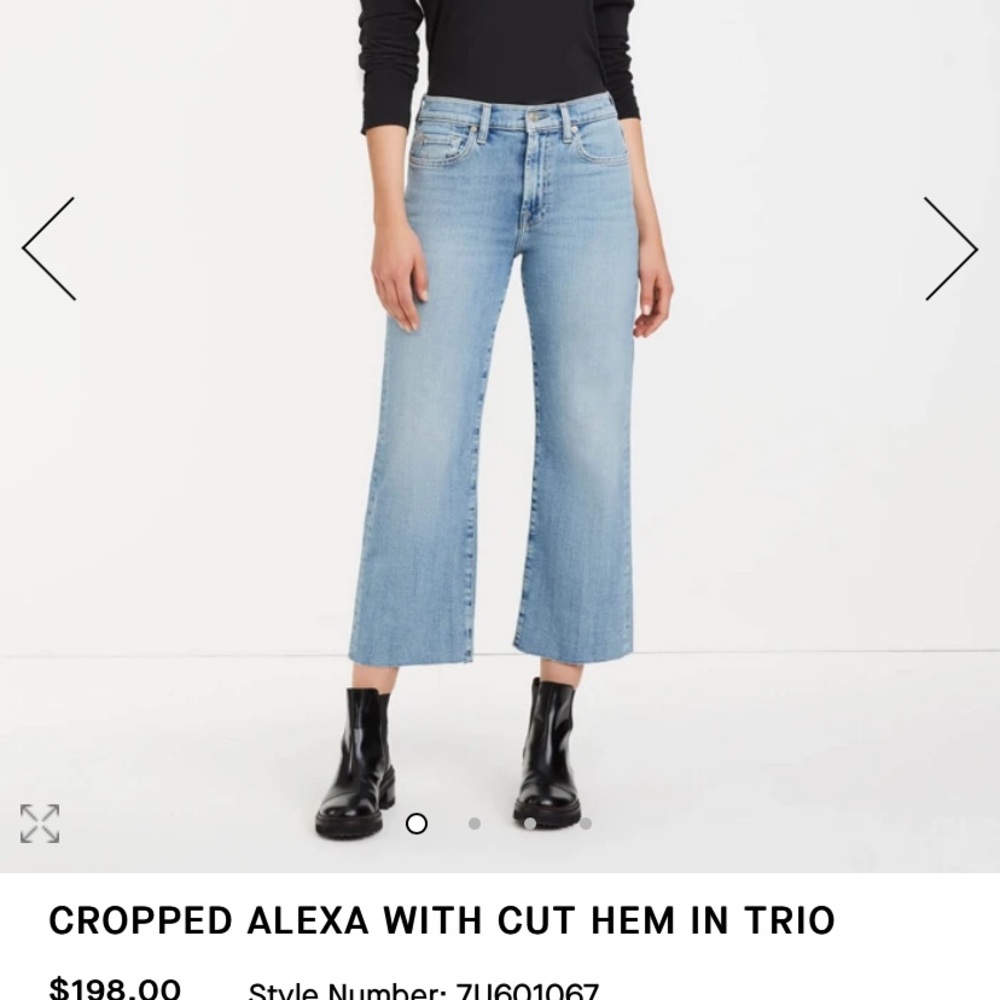 7 For All Mankind cropped alexa with cut hem light wash jeans